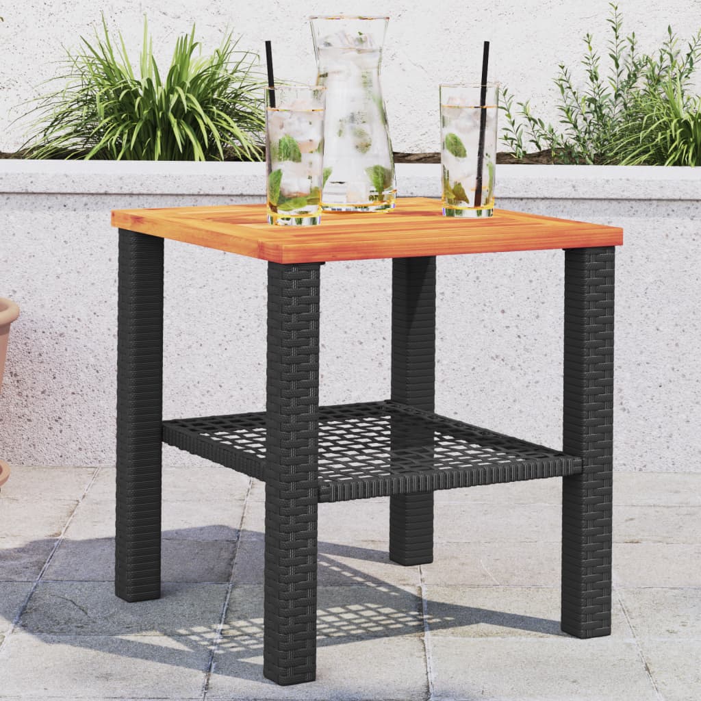 Tuintafel 70x38x42 cm poly rattan acaciahout