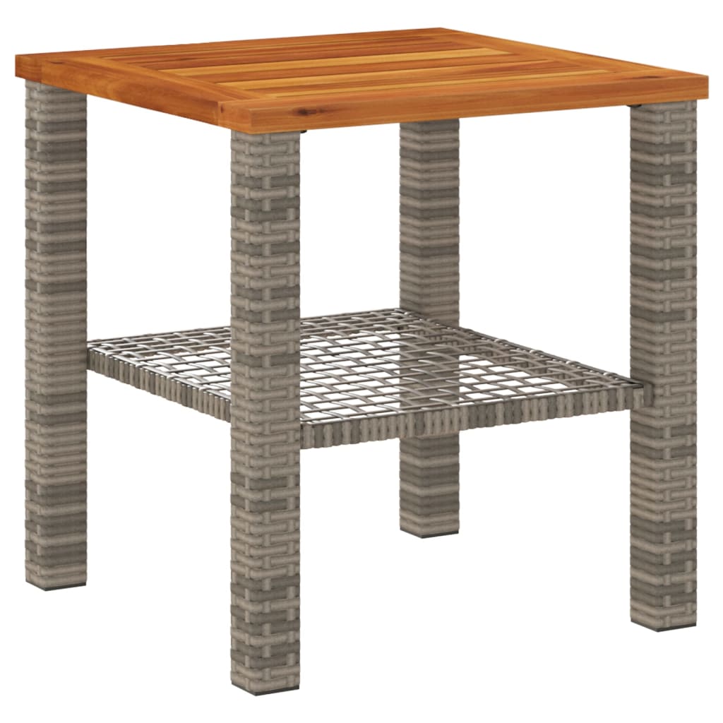 Table de jardin 70x38x42 cm poly rotin bois d'acacia