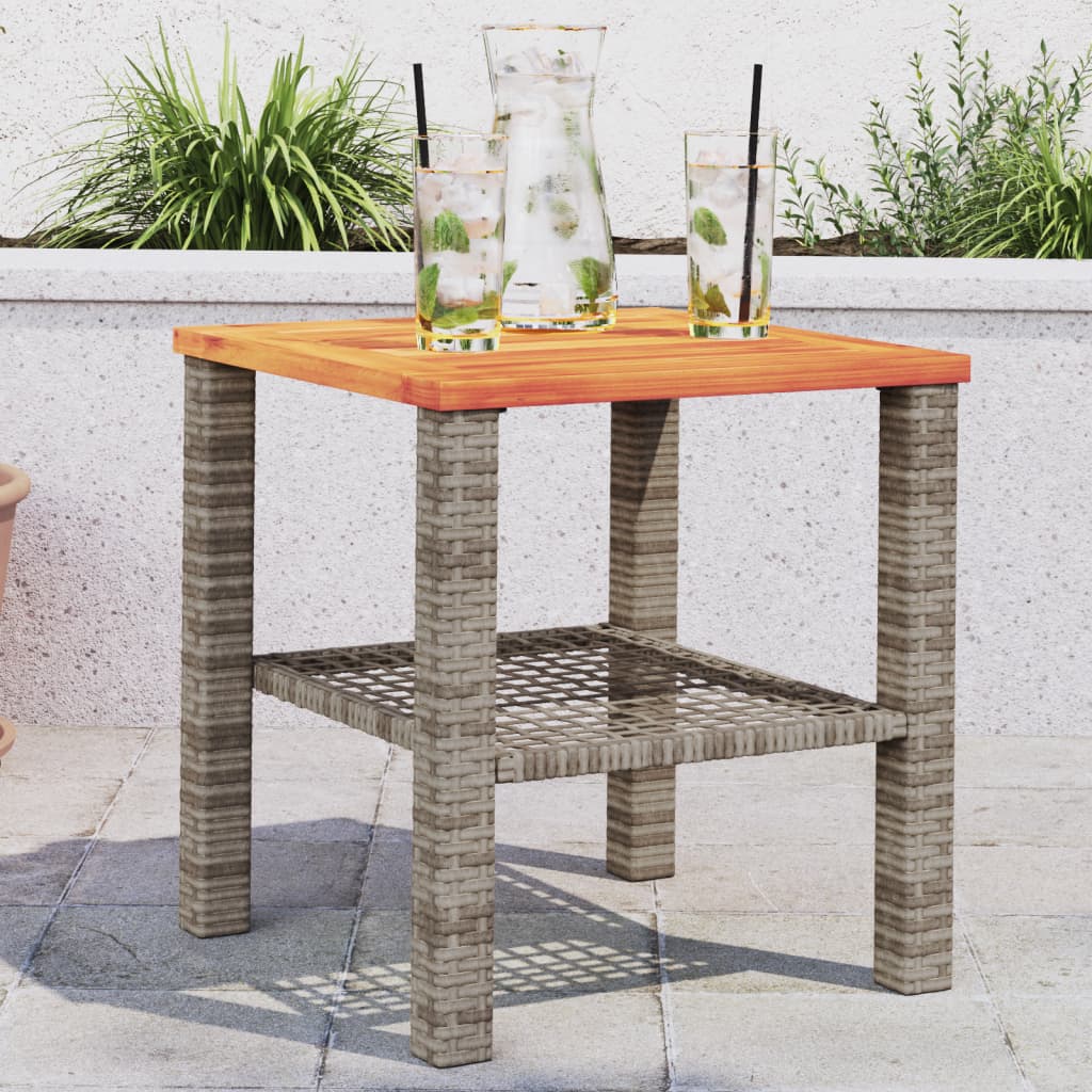 Tuintafel 70x38x42 cm poly rattan acaciahout