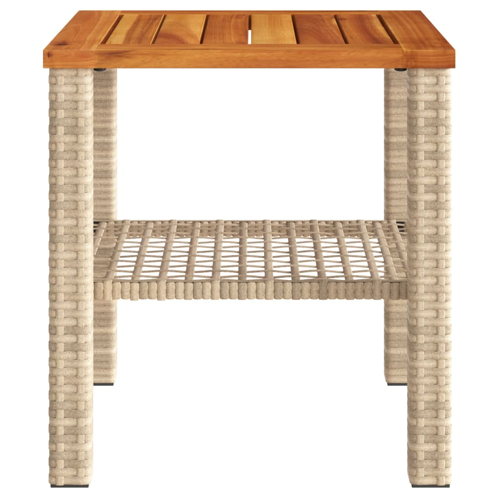 Table de jardin 70x38x42 cm poly rotin bois d'acacia