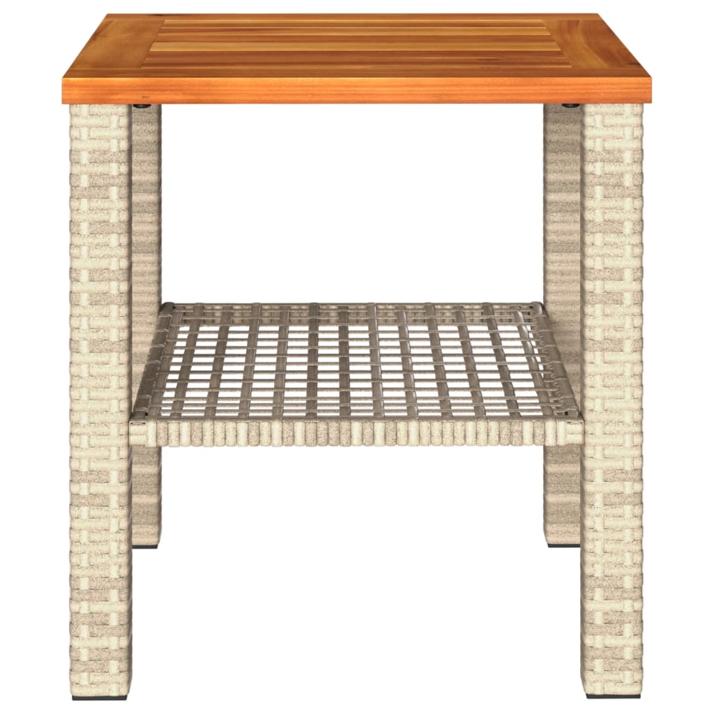 Table de jardin 70x38x42 cm poly rotin bois d'acacia