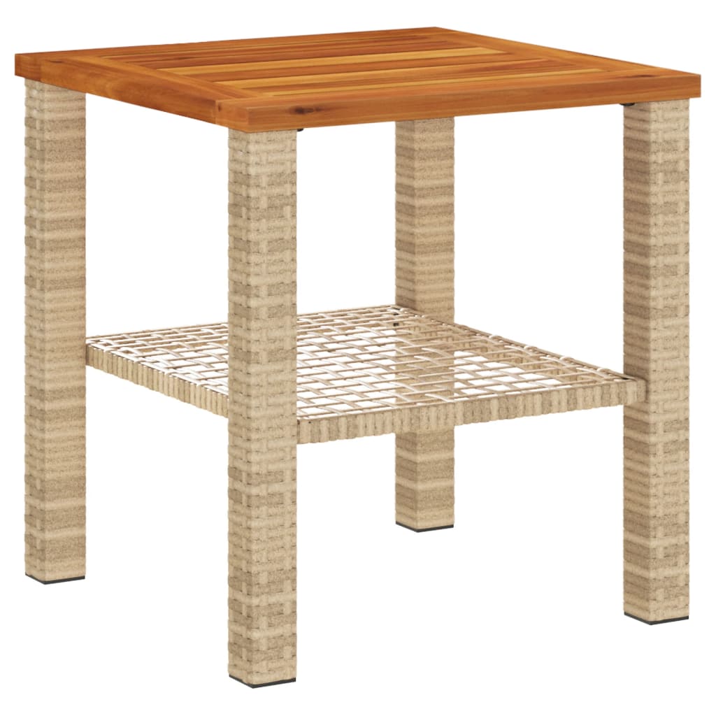 Table de jardin 70x38x42 cm poly rotin bois d'acacia