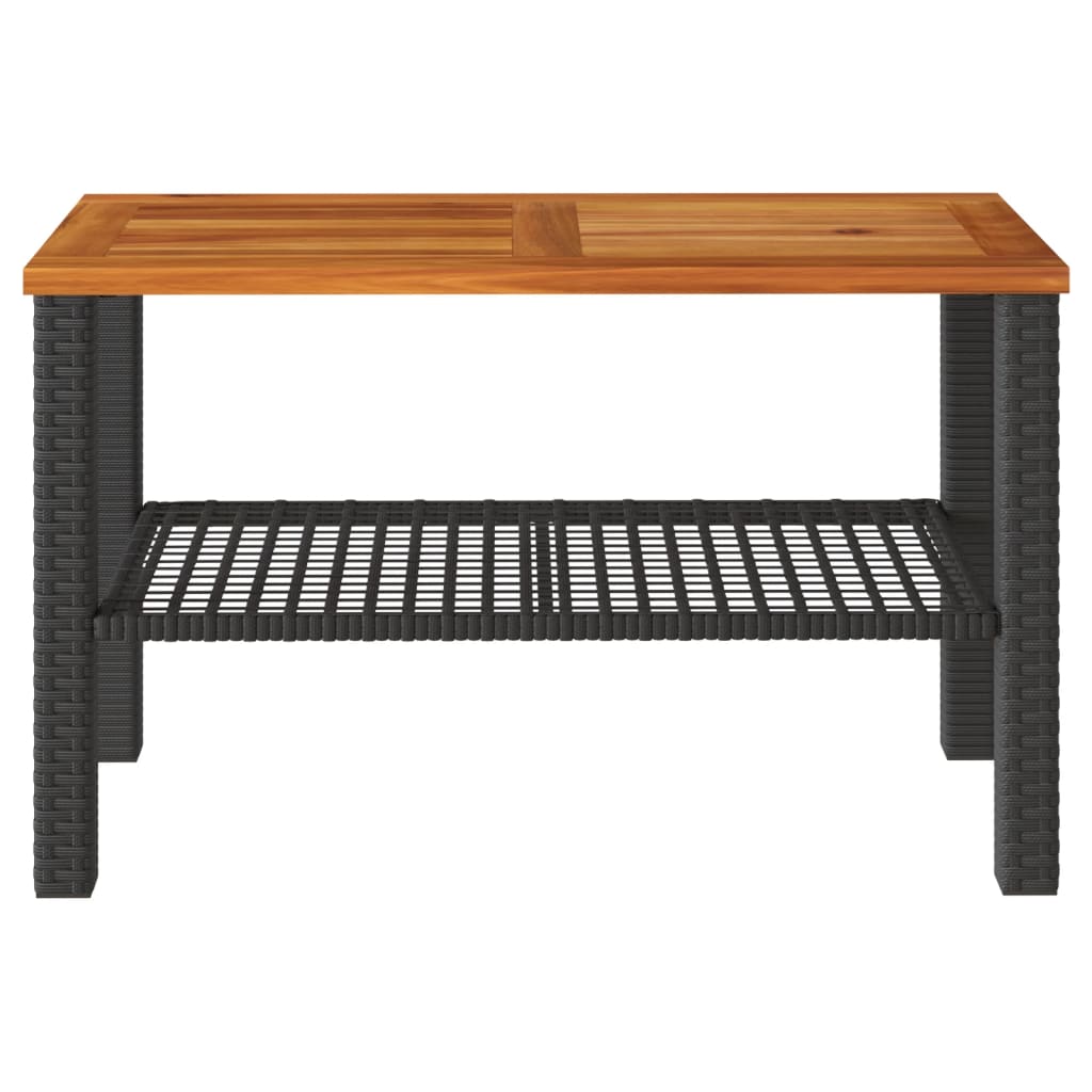 Table de jardin 70x38x42 cm poly rotin bois d'acacia