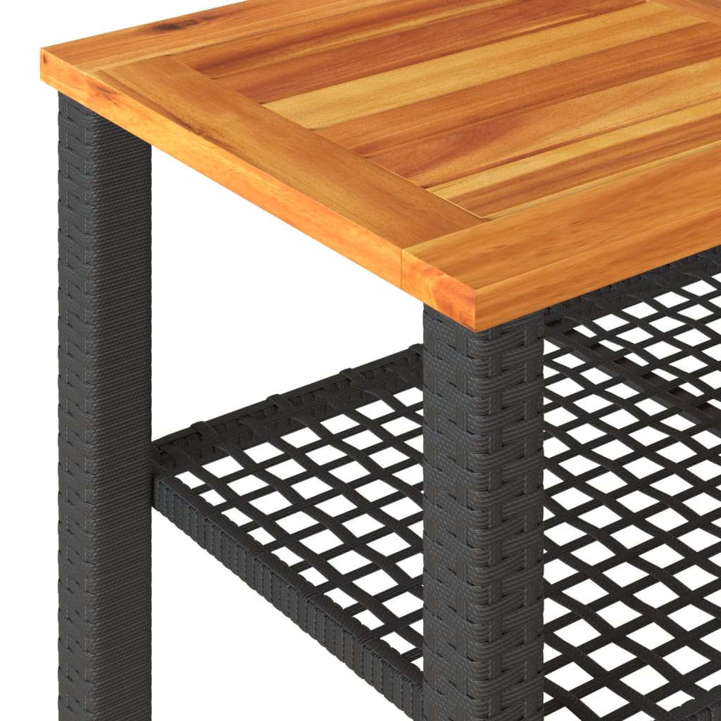 Tuintafel 70x38x42 cm poly rattan acaciahout