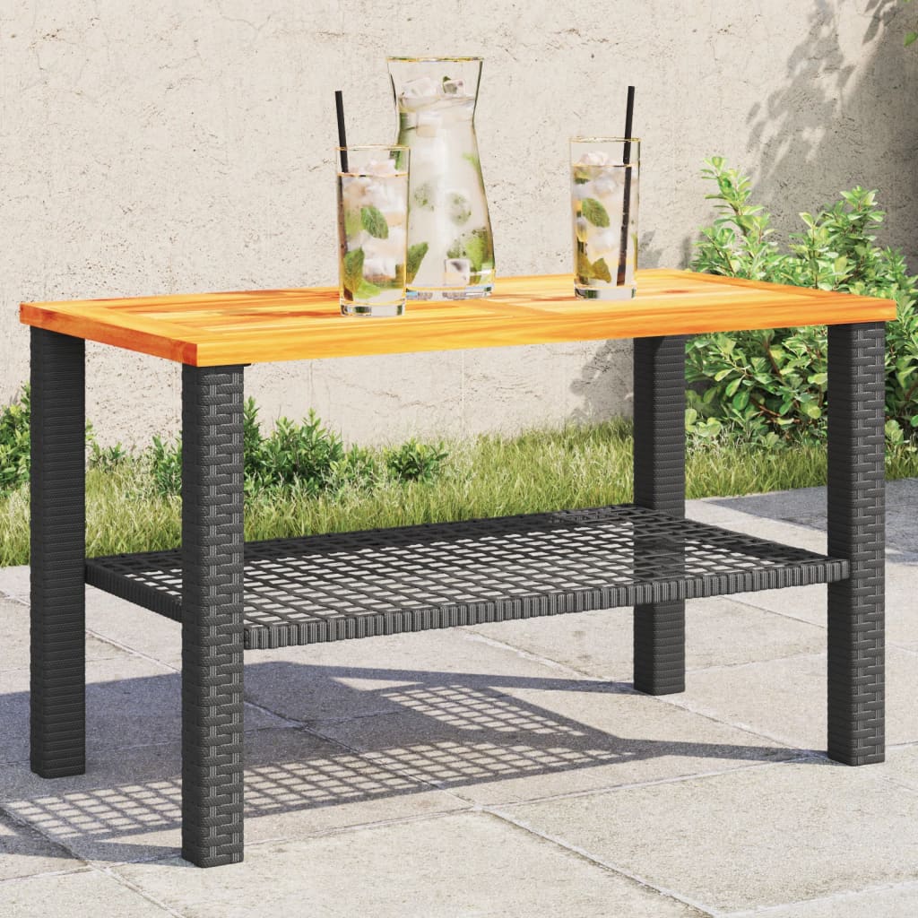 Tuintafel 70x38x42 cm poly rattan acaciahout