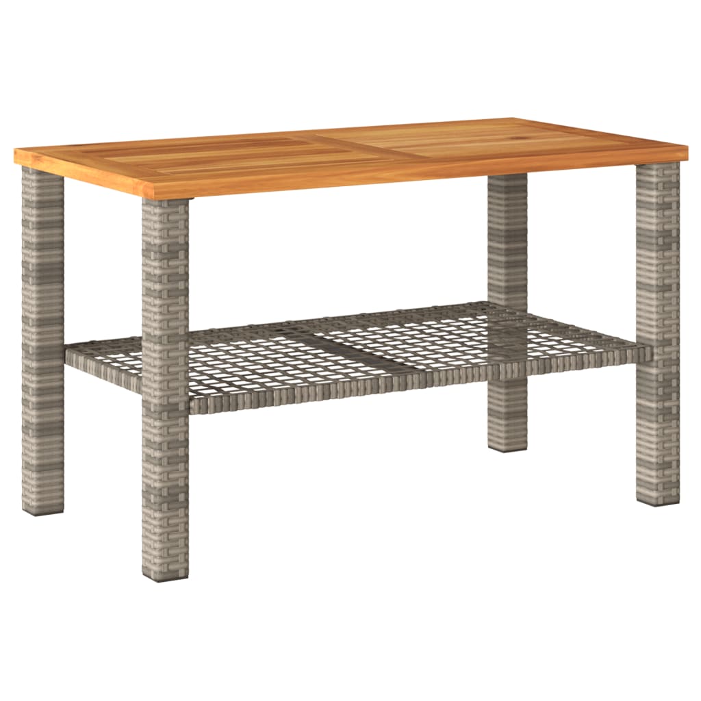 Table de jardin 70x38x42 cm poly rotin bois d'acacia