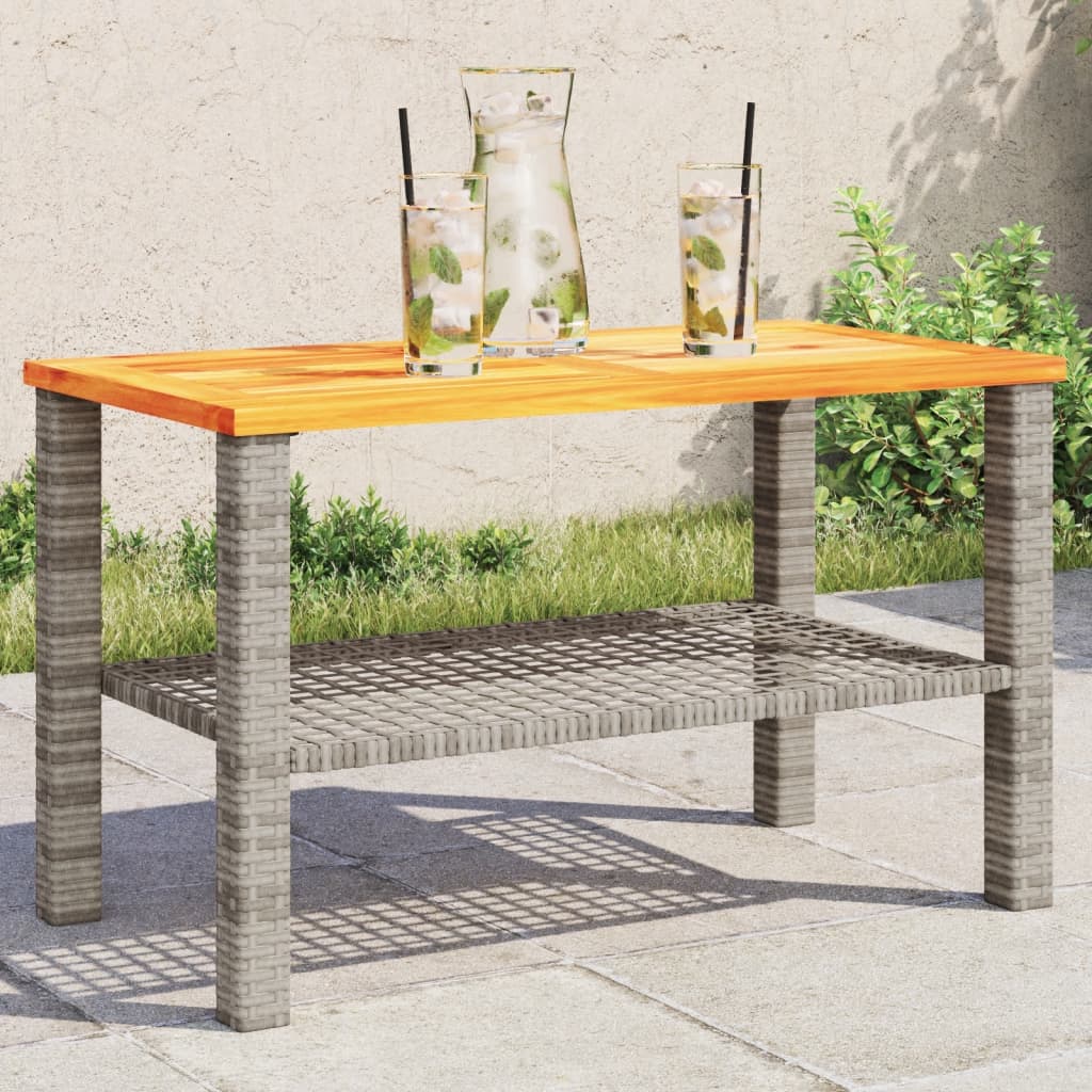 Tuintafel 70x38x42 cm poly rattan acaciahout