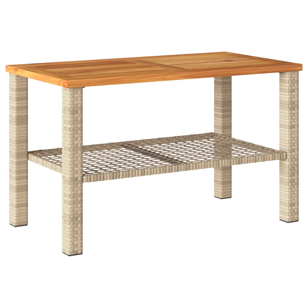 Table de jardin 70x38x42 cm poly rotin bois d'acacia