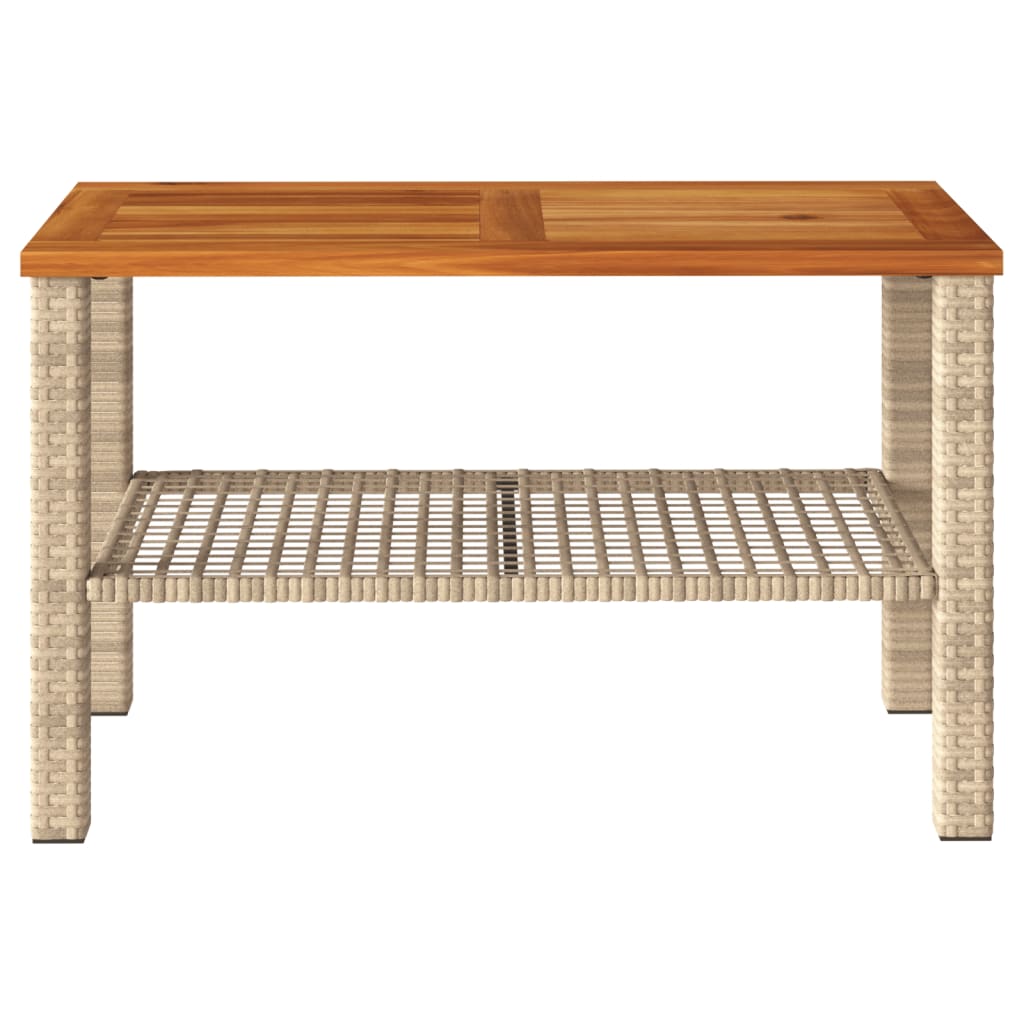 Table de jardin 70x38x42 cm poly rotin bois d'acacia