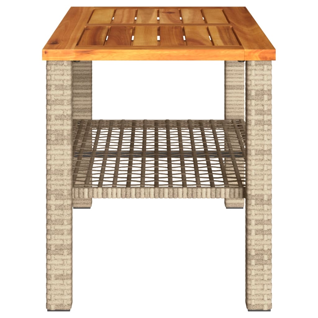 Table de jardin 70x38x42 cm poly rotin bois d'acacia