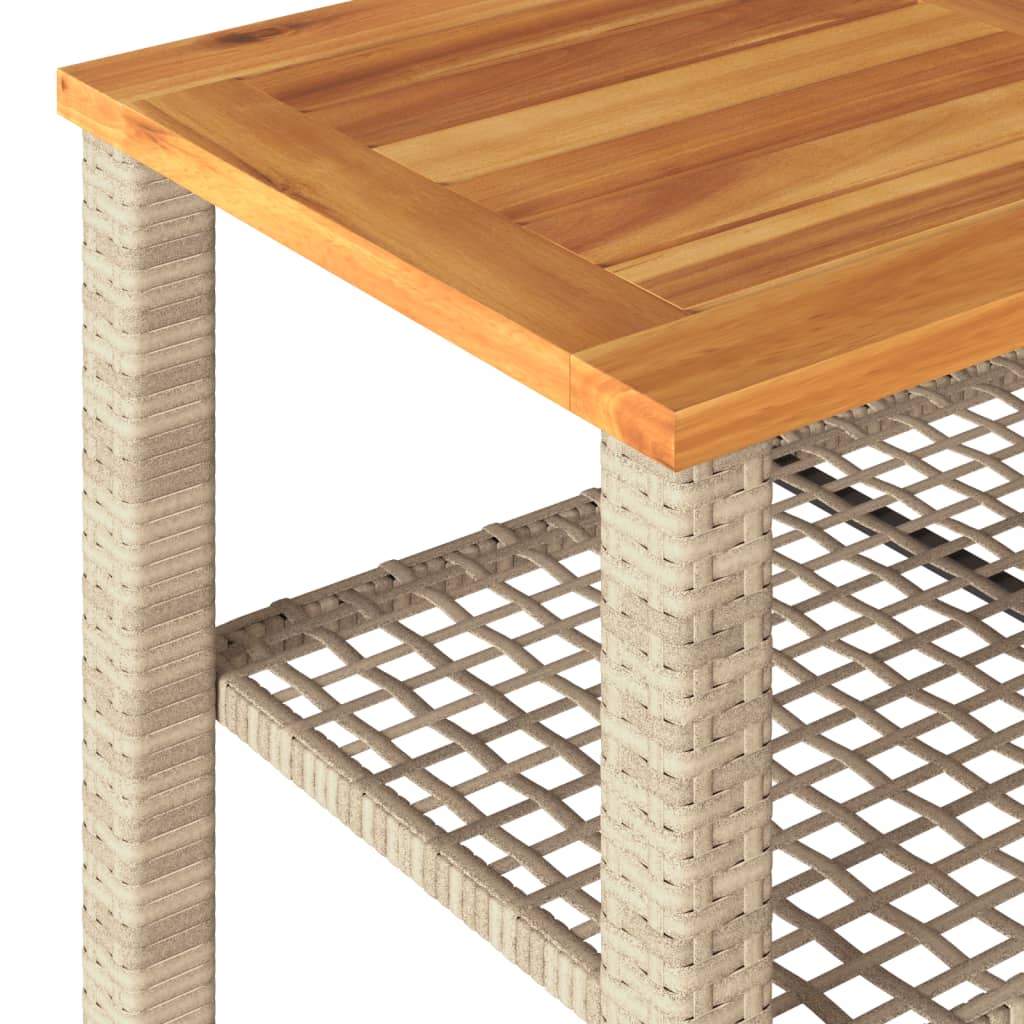 Tuintafel 70x38x42 cm poly rattan acaciahout