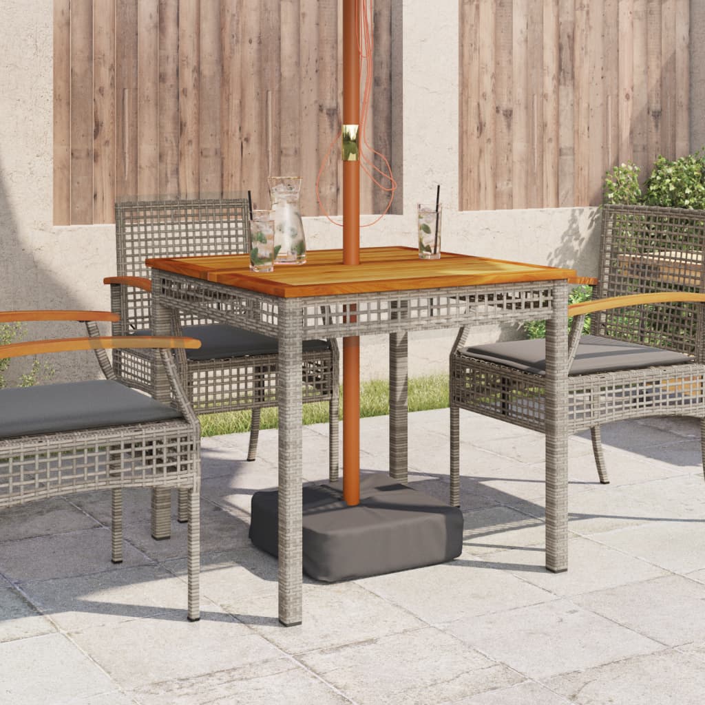 Table de jardin 70x38x42 cm poly rotin bois d'acacia