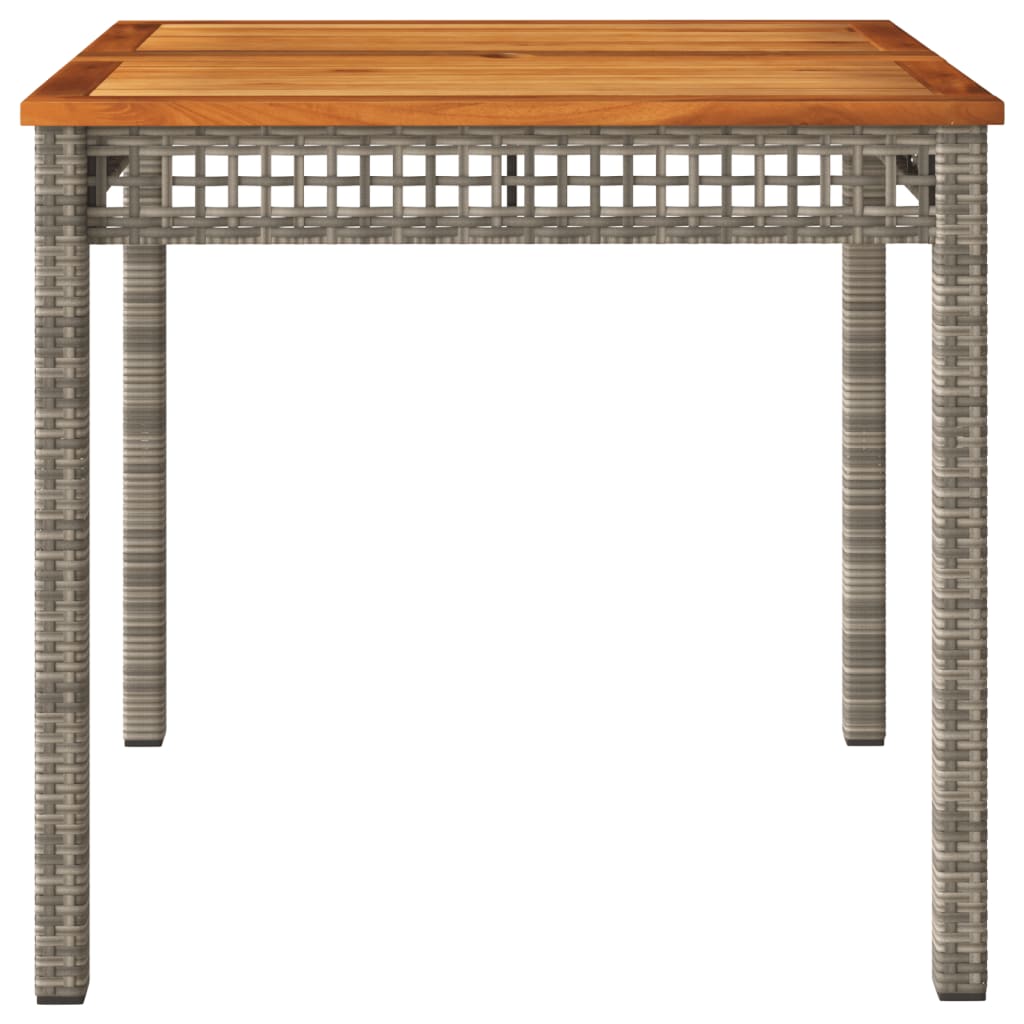 Table de jardin 70x38x42 cm poly rotin bois d'acacia