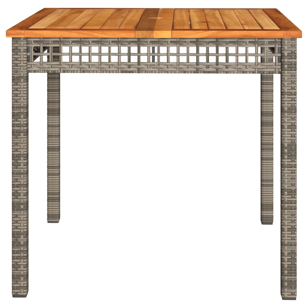 Table de jardin 70x38x42 cm poly rotin bois d'acacia