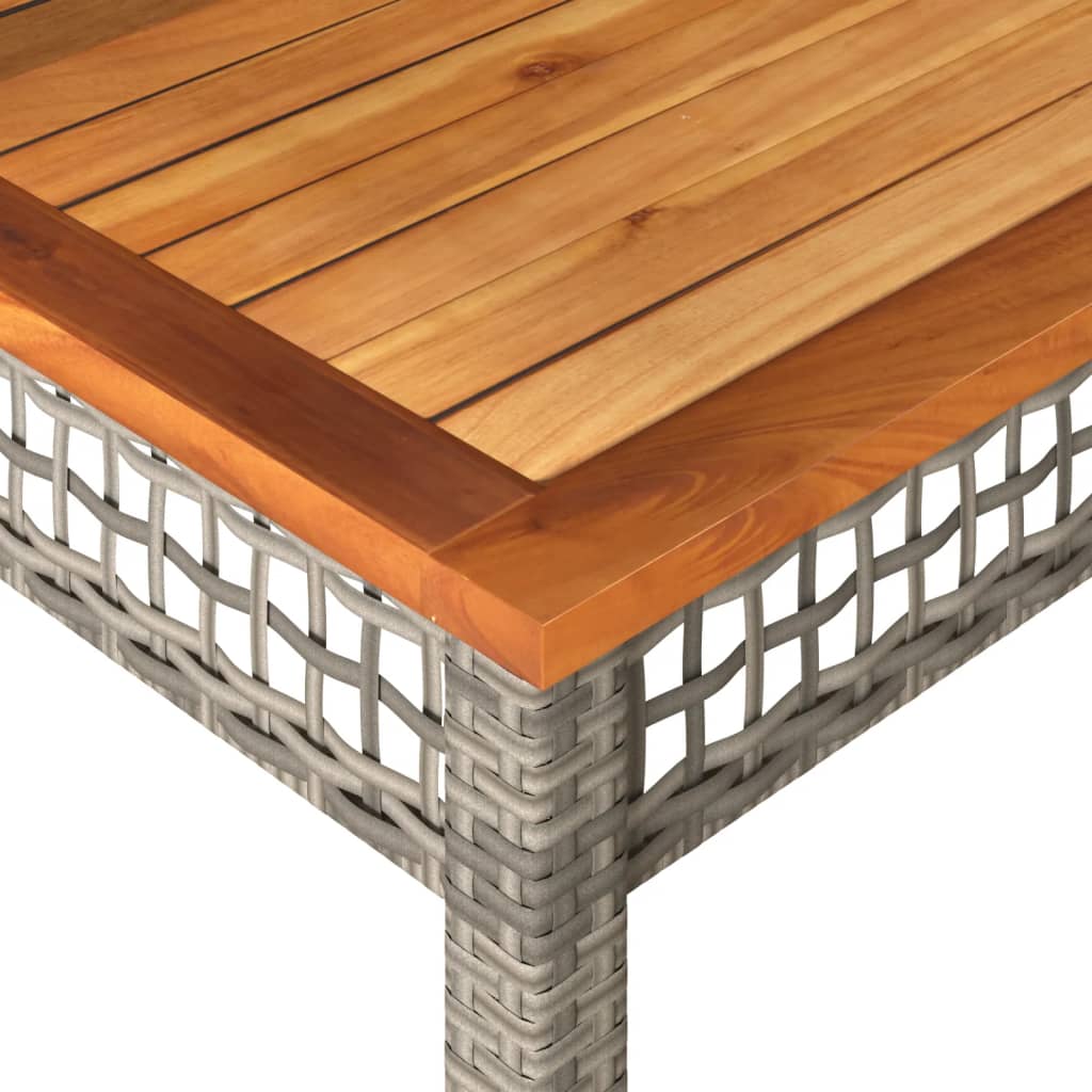 Table de jardin 70x38x42 cm poly rotin bois d'acacia