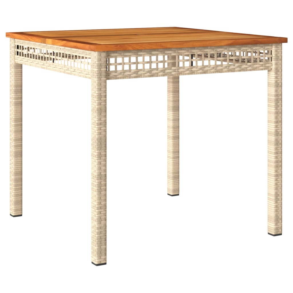 Table de jardin 70x38x42 cm poly rotin bois d'acacia