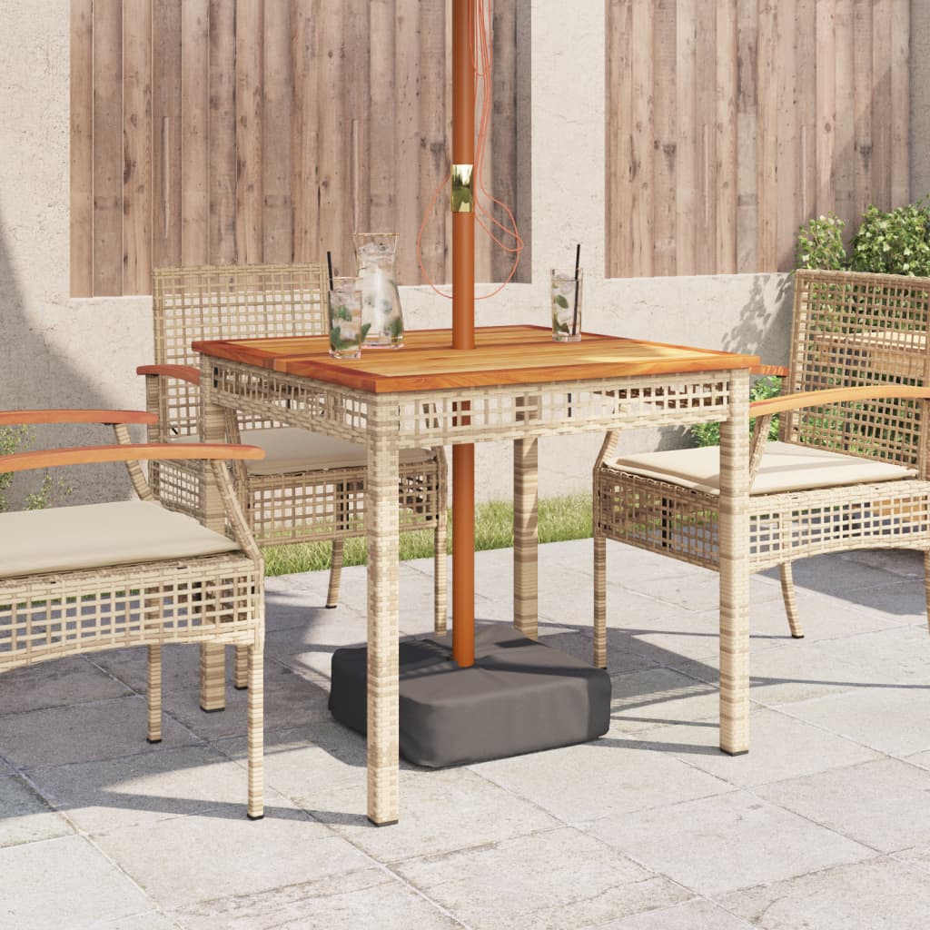 Table de jardin 70x38x42 cm poly rotin bois d'acacia