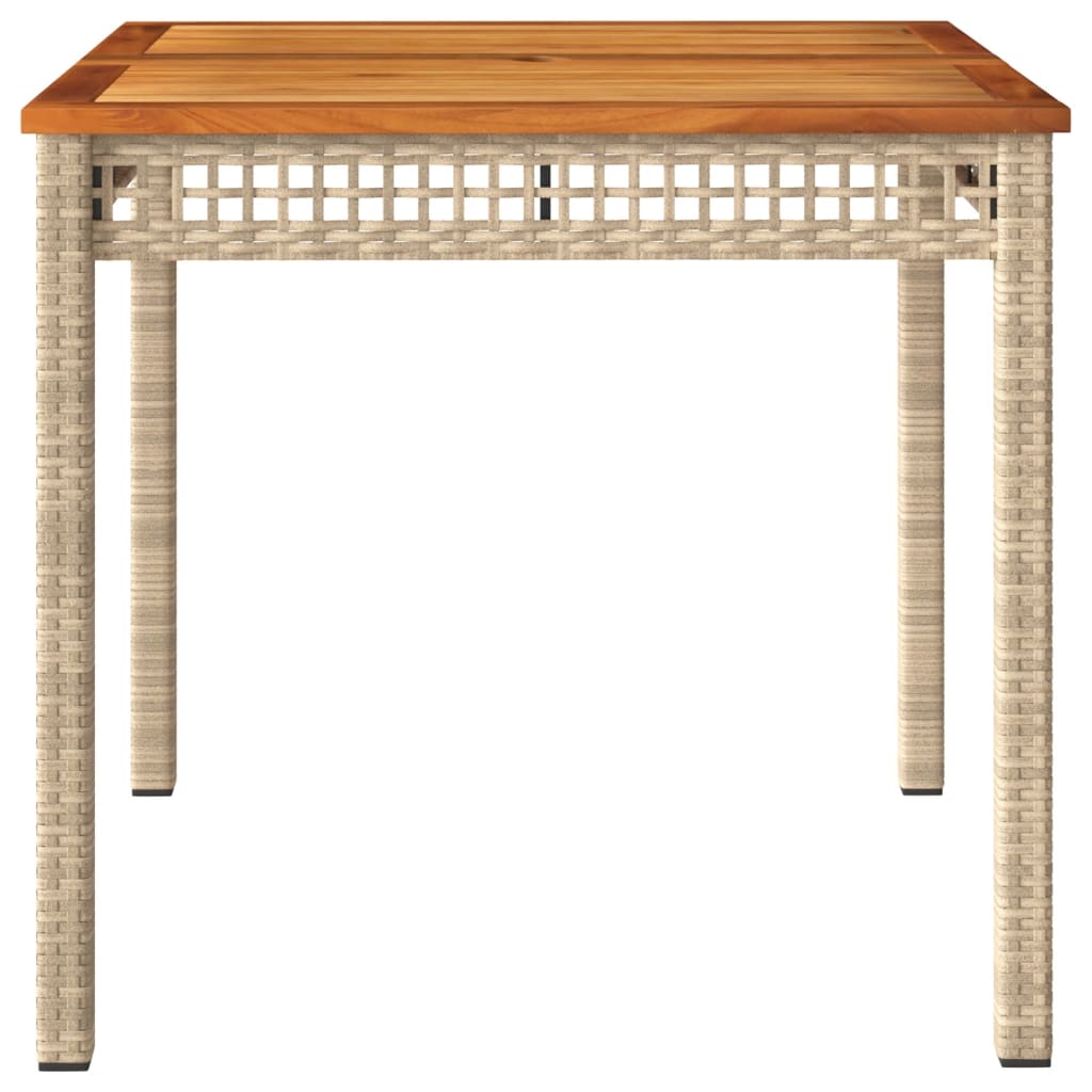 Table de jardin 70x38x42 cm poly rotin bois d'acacia