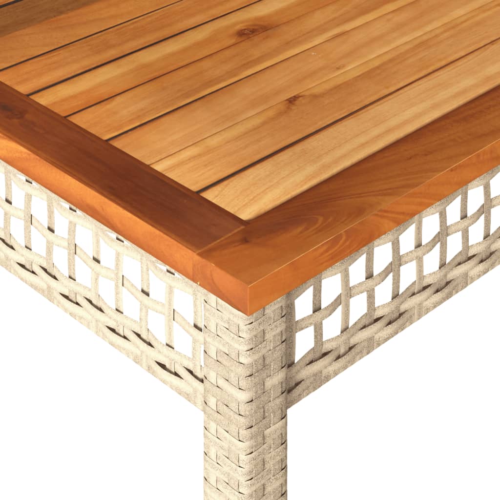 Table de jardin 70x38x42 cm poly rotin bois d'acacia