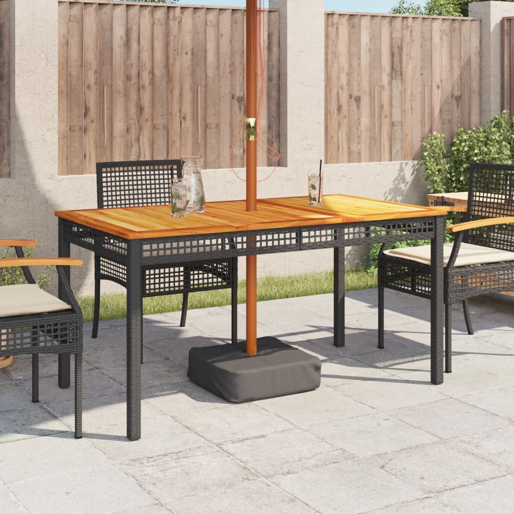 Table de jardin 70x38x42 cm poly rotin bois d'acacia