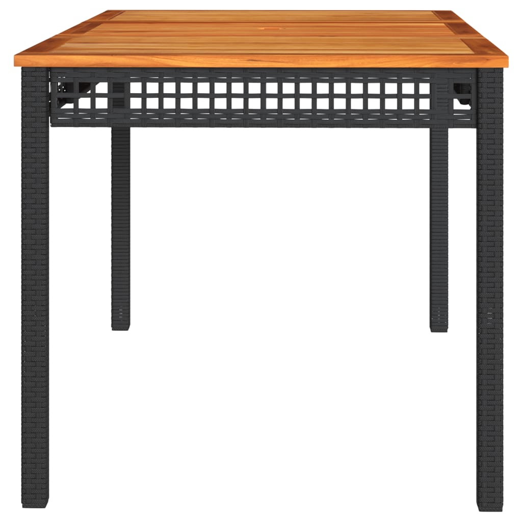 Table de jardin 70x38x42 cm poly rotin bois d'acacia