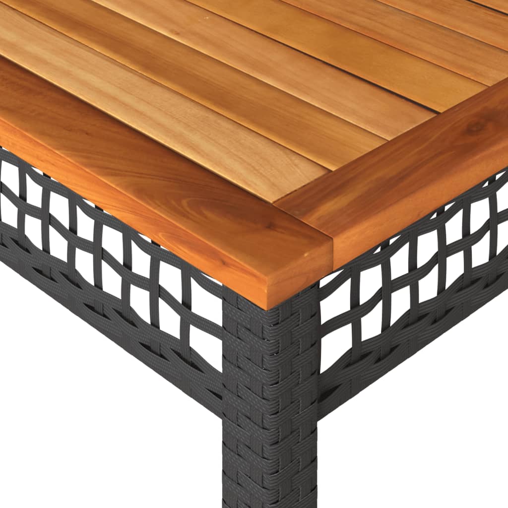 Table de jardin 70x38x42 cm poly rotin bois d'acacia