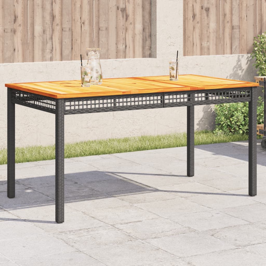 Table de jardin 70x38x42 cm poly rotin bois d'acacia