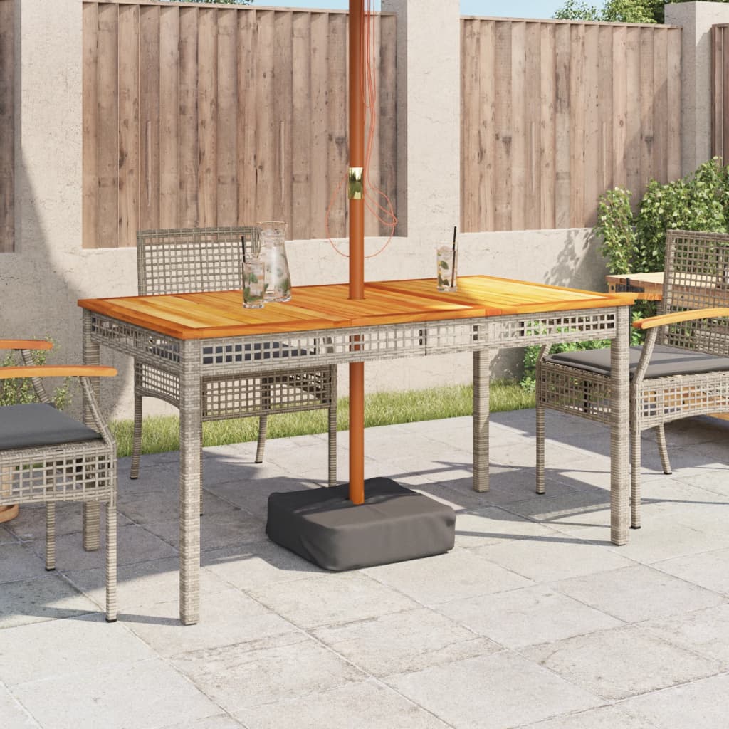 Table de jardin 70x38x42 cm poly rotin bois d'acacia