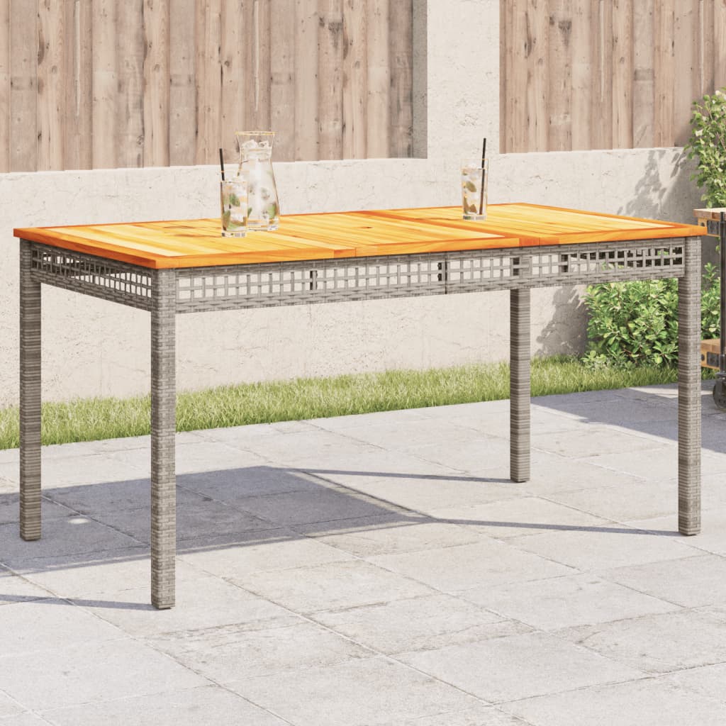 Table de jardin 70x38x42 cm poly rotin bois d'acacia