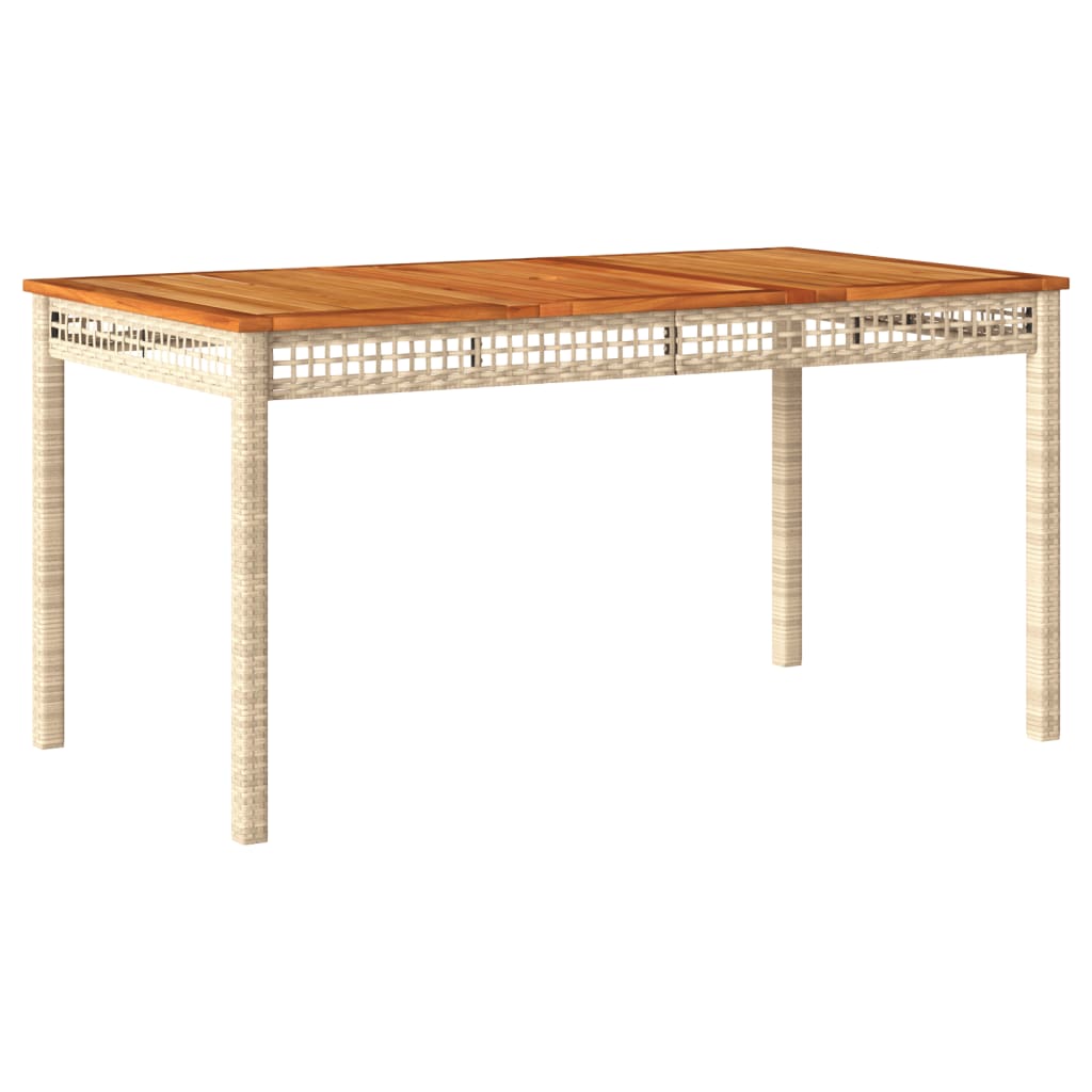 Table de jardin 70x38x42 cm poly rotin bois d'acacia