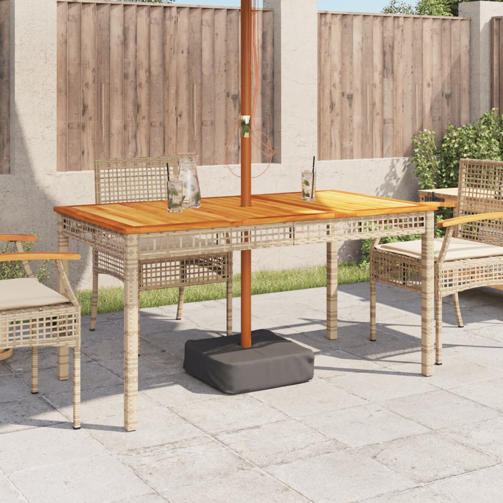 Table de jardin 70x38x42 cm poly rotin bois d'acacia