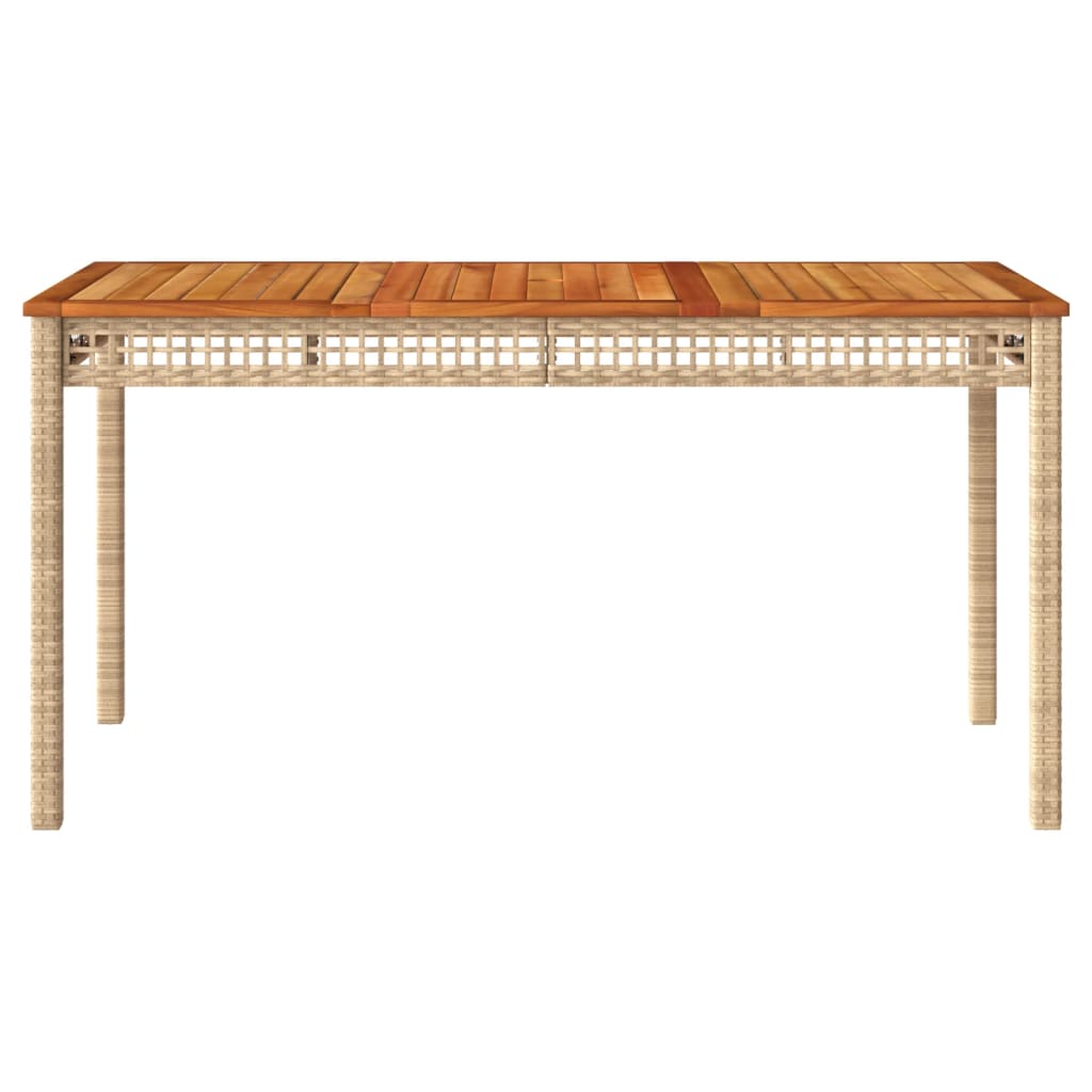 Table de jardin 70x38x42 cm poly rotin bois d'acacia