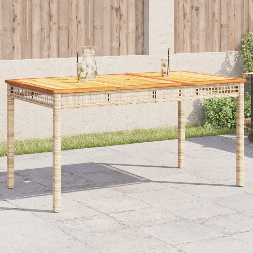 Table de jardin 70x38x42 cm poly rotin bois d'acacia