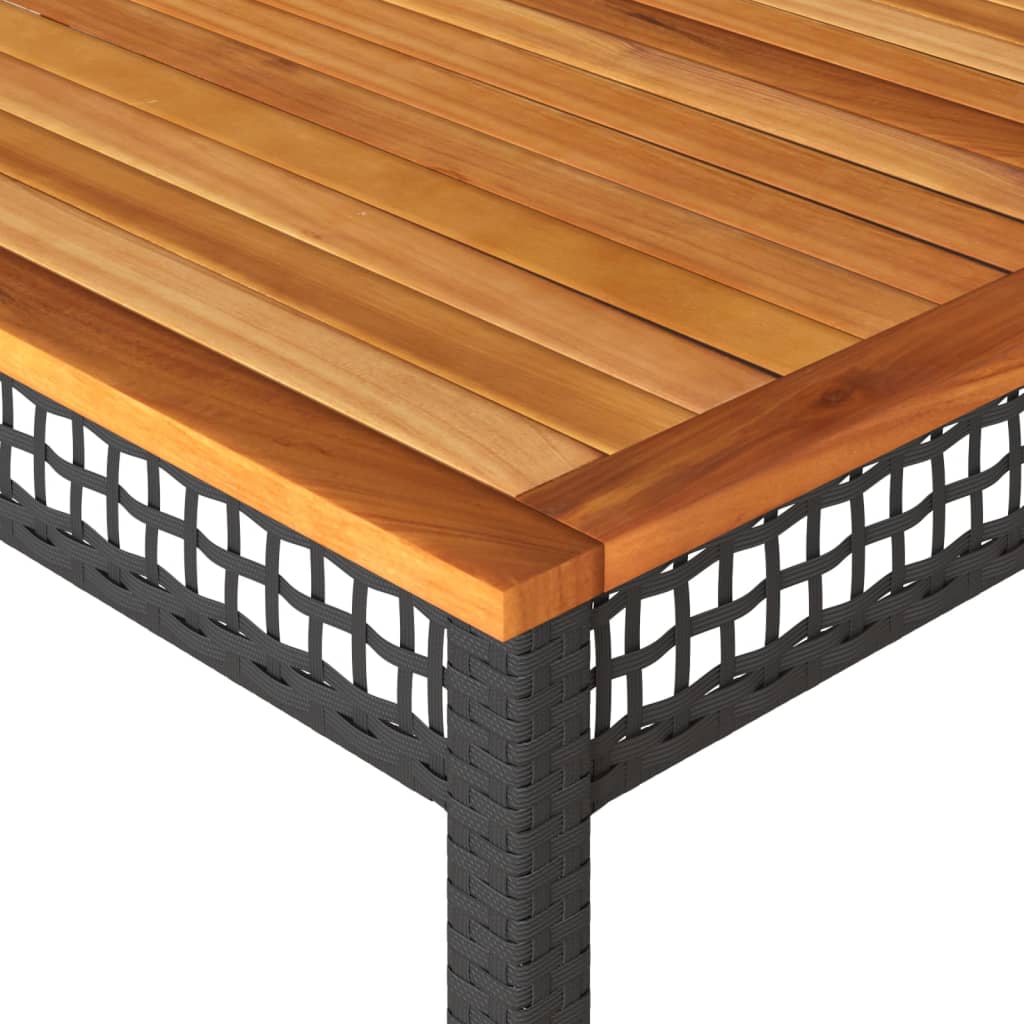 Table de jardin 70x38x42 cm poly rotin bois d'acacia