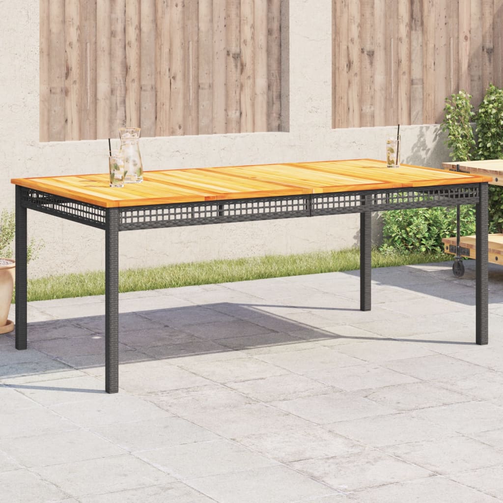 Table de jardin 70x38x42 cm poly rotin bois d'acacia