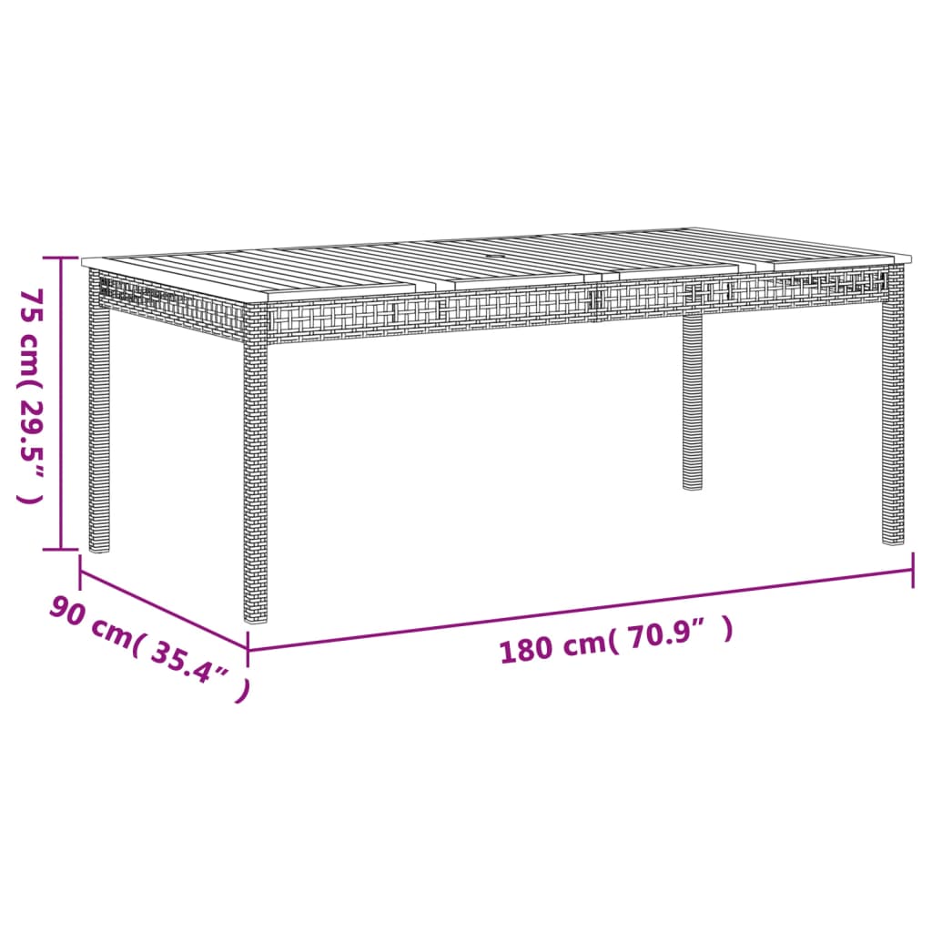 Tuintafel 70x38x42 cm poly rattan acaciahout