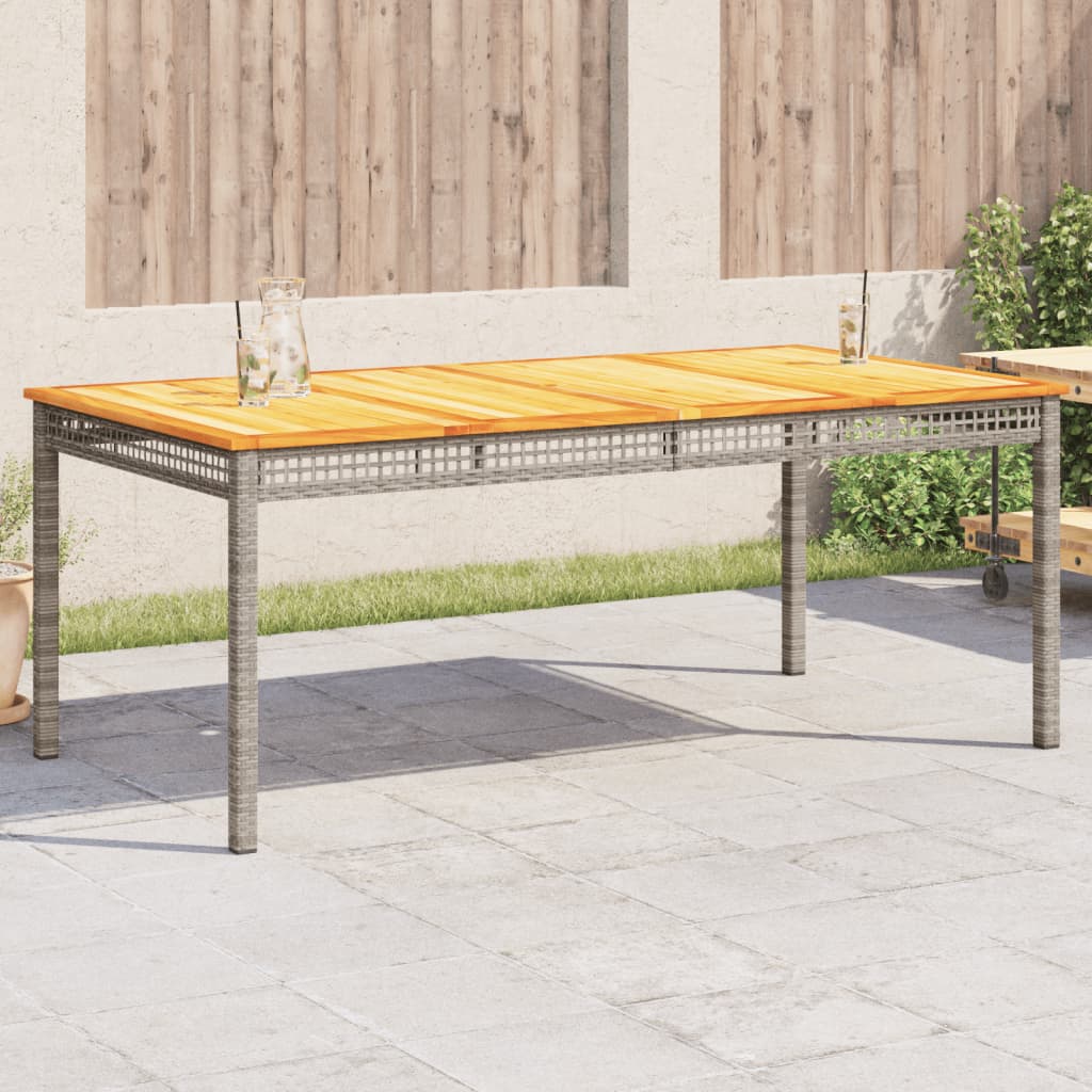 Table de jardin 70x38x42 cm poly rotin bois d'acacia