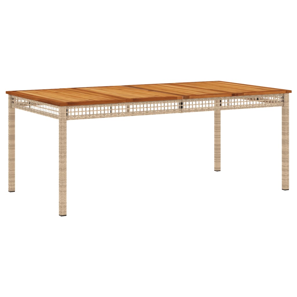 Table de jardin 70x38x42 cm poly rotin bois d'acacia