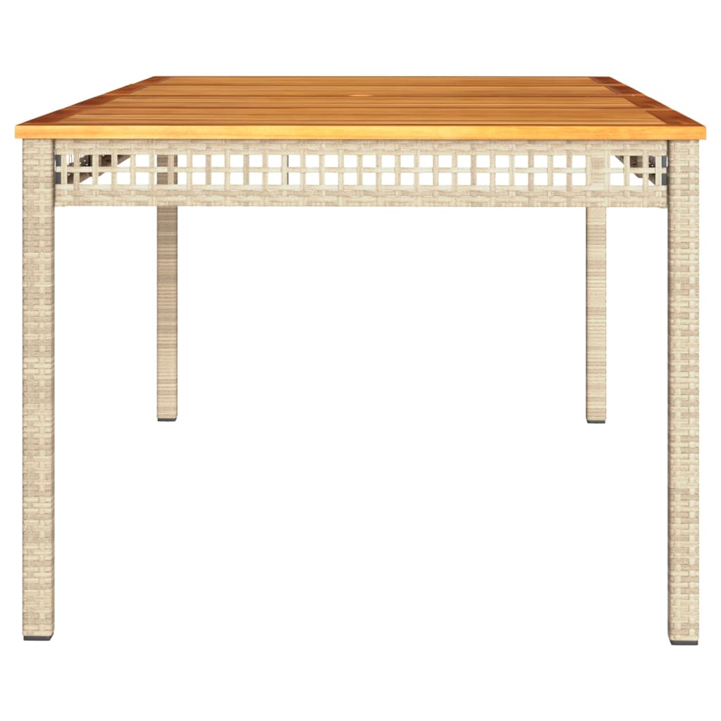 Table de jardin 70x38x42 cm poly rotin bois d'acacia