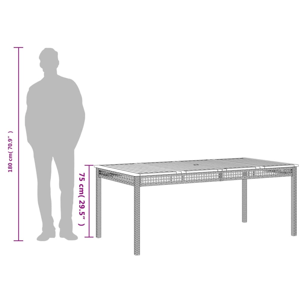 Tuintafel 70x38x42 cm poly rattan acaciahout