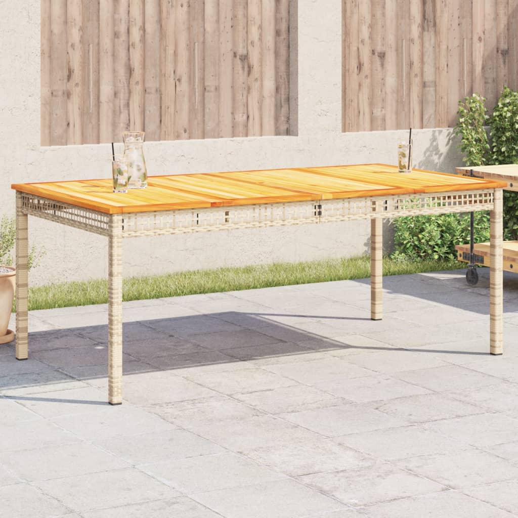 Table de jardin 70x38x42 cm poly rotin bois d'acacia