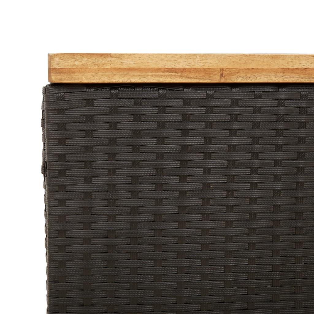 Coffre de jardin 110x55x63 cm poly rotin et bois d'acacia