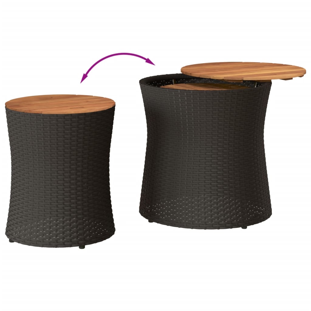 Tables d'appoint de jardin 2 pcs avec plateau en bois poly rotin