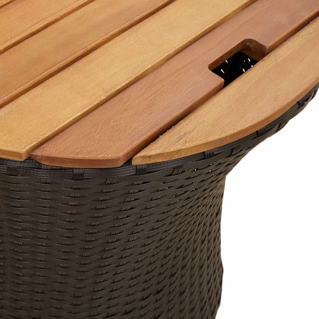 Tuinbijzettafels 2 st met houten blad poly rattan