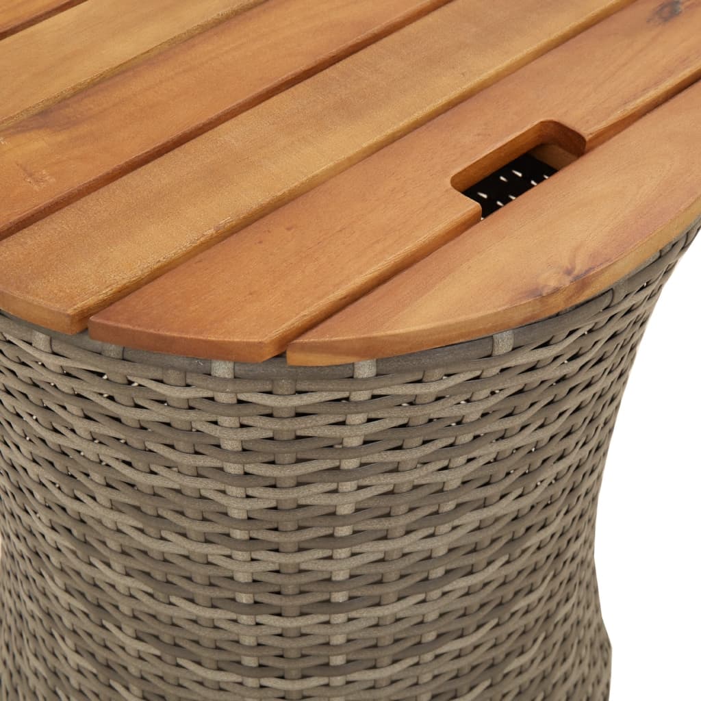 Tuinbijzettafels 2 st met houten blad poly rattan