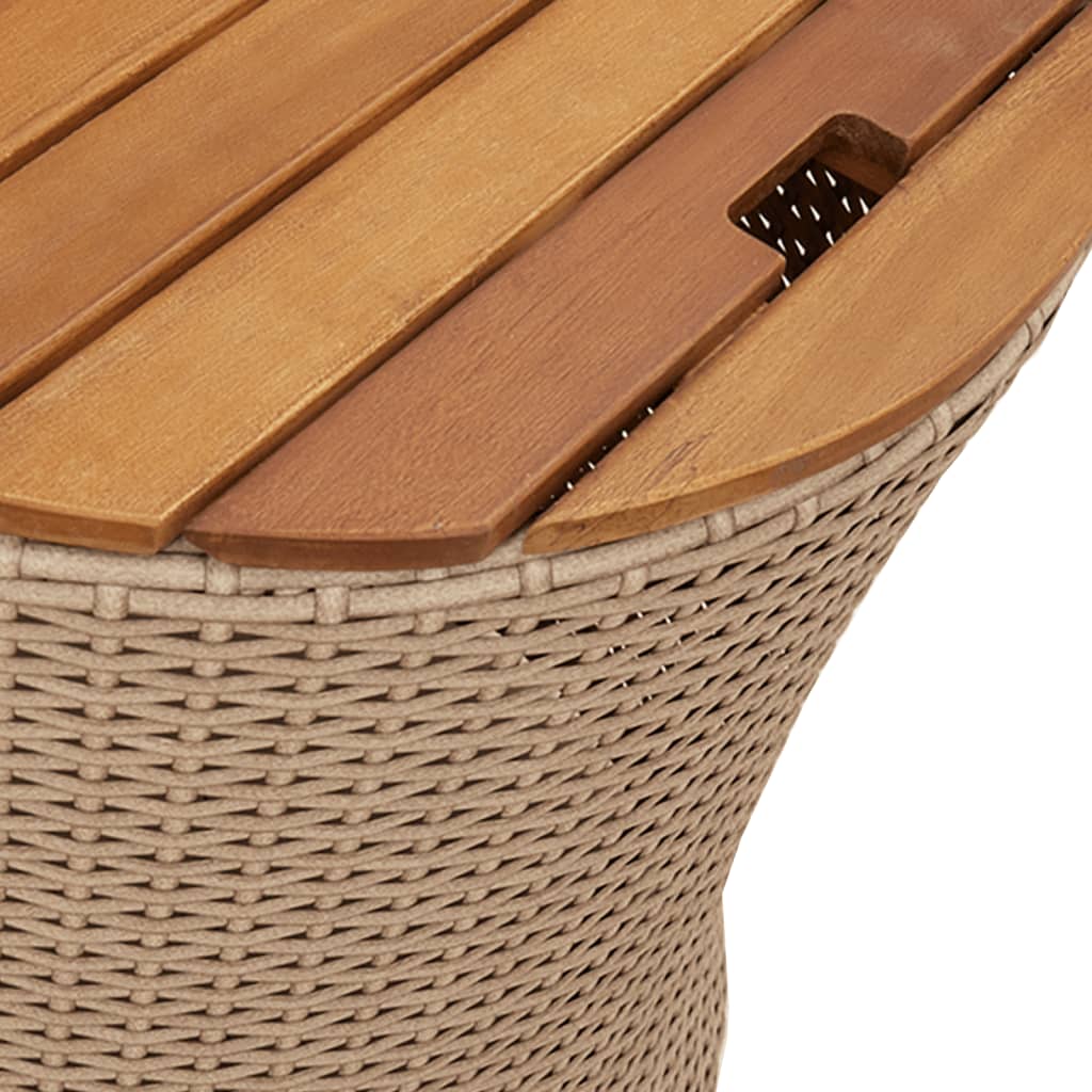 Tuinbijzettafels 2 st met houten blad poly rattan