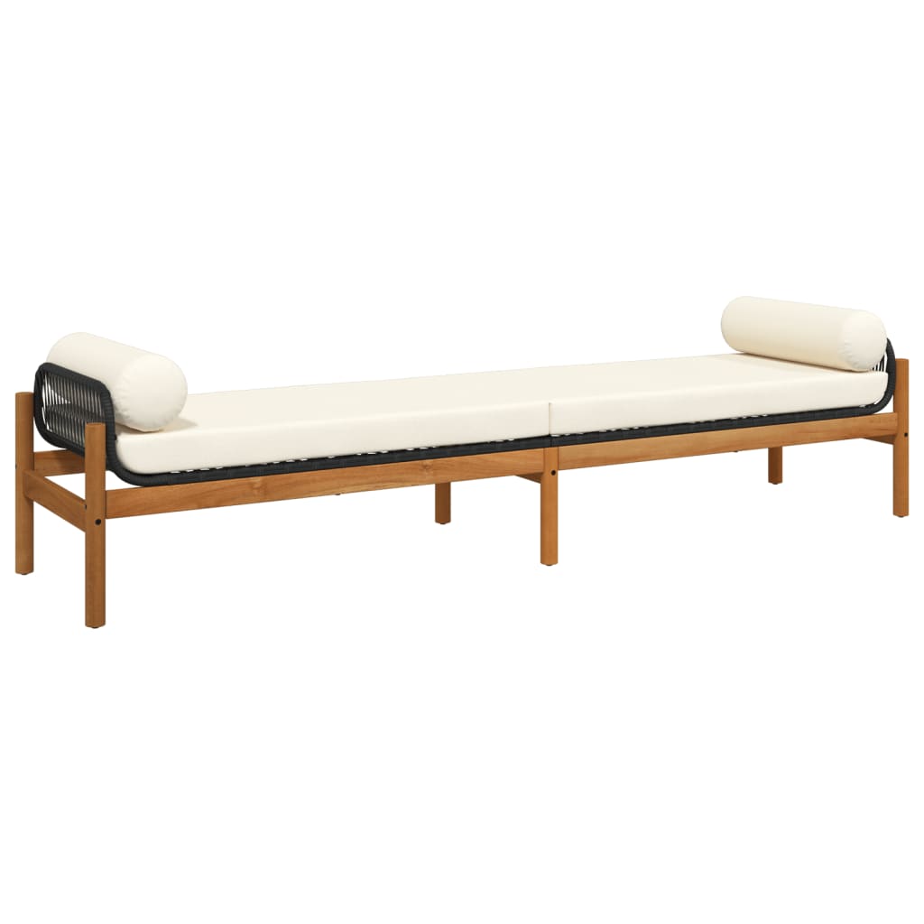 Banc de jardin avec coussin poly rotin acacia