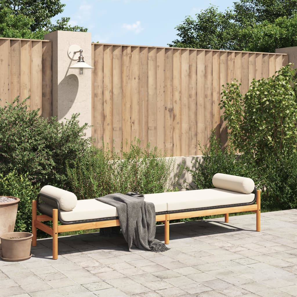 Tuinbank met kussen poly rattan acacia