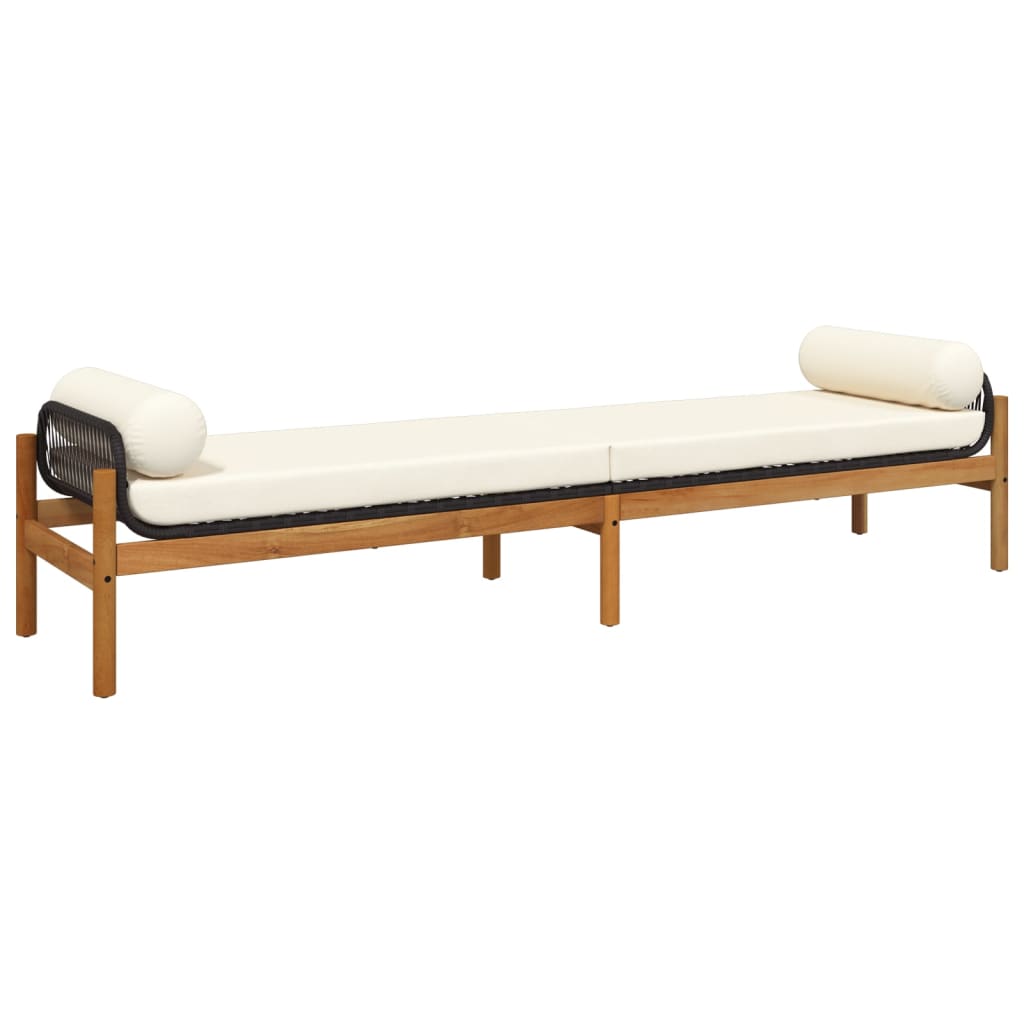 Banc de jardin avec coussin poly rotin acacia