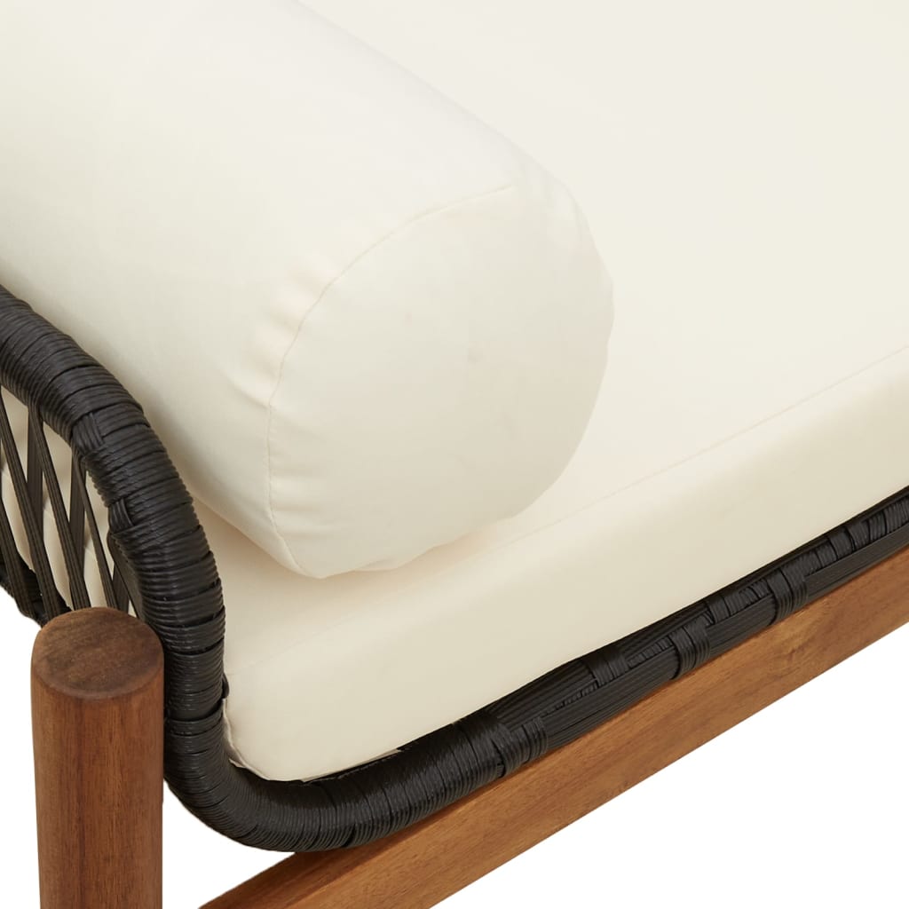 Banc de jardin avec coussin poly rotin acacia